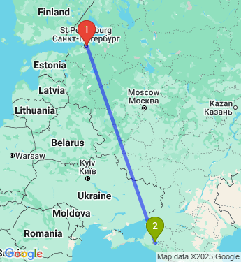 Маршрут из Санкт-Петербурга в Краснодар