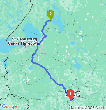 Маршрут из Москвы в Петрозаводск