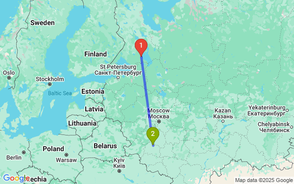 Маршрут из Петрозаводска в Мценска