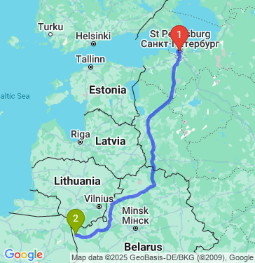 Маршрут из Санкт-Петербурга в Гродно