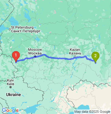 Маршрут из Смоленска в Республику Башкортостан