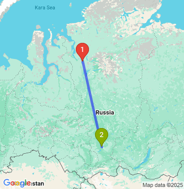 Маршрут из Дудинки в Красноярск