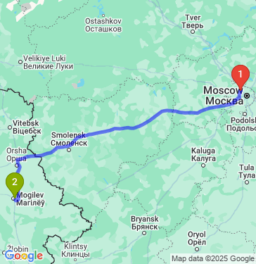 Маршрут из Москвы в Могилев