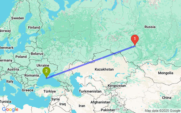 Маршрут из Томска в Севастополь