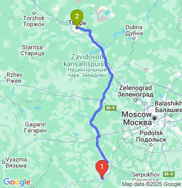 Маршрут из Малоярославца в Тверь