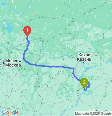 Маршрут из Костромы в Ягодное