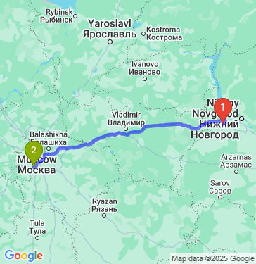 Маршрут из Дзержинска в Москву