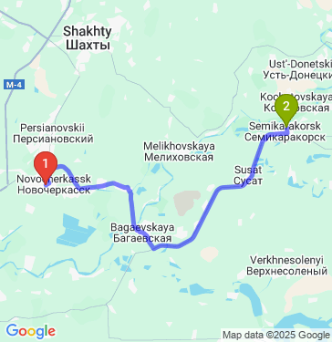 Маршрут из Новочеркасска в Семикаракорска