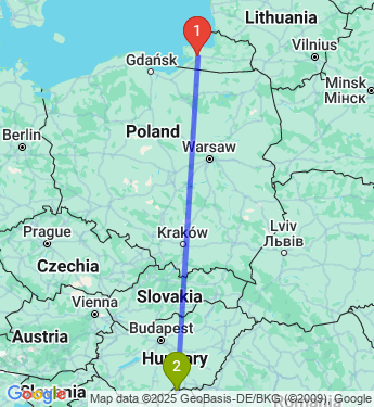 Маршрут из Калининграда в Суботицу