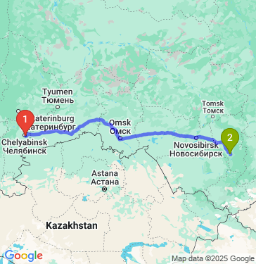 Маршрут из Челябинска в Новокузнецк