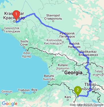 Маршрут из Краснодара в Гюмри
