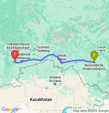 Маршрут из Златоуста в Новосибирск