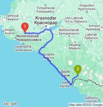 Маршрут из Абинска в Красную Поляну