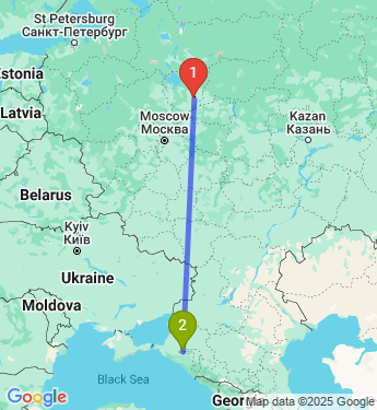 Маршрут из Ярославля в Краснодар