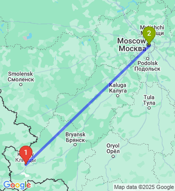 Маршрут из Клинцы городской округ в Москву