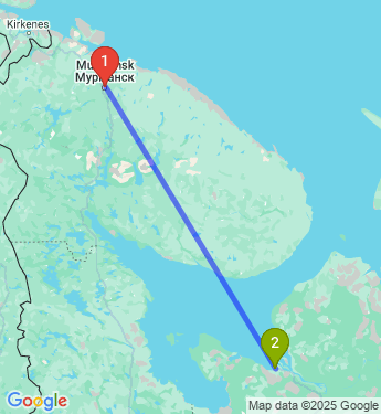 Маршрут из Мурманска в Северодвинск