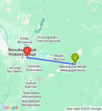 Маршрут из Новокузнецка в Междуреченска
