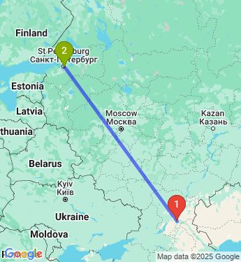 Маршрут из Волгограда в Санкта Петербург