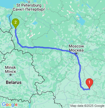 Маршрут из Липецка в Пскова