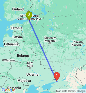 Маршрут из Красного Колоса в Санкт-Петербург
