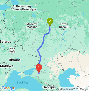 Маршрут из Тихорецка в Нижний Новгород