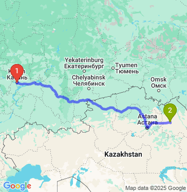 Маршрут из Казани в Экибастуза