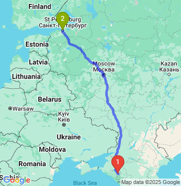 Маршрут из Майкопа в Санкт-Петербург