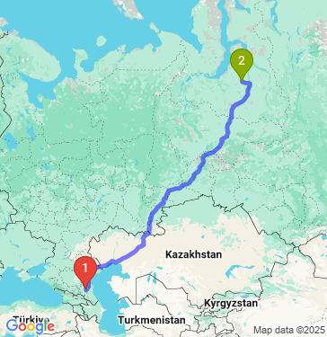 Маршрут из Гудермеса в Новый Уренгой