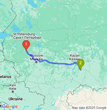 Маршрут из Вышнего Волочка в Нурлата