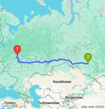 Маршрут из Ярославля в Новосибирск
