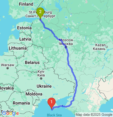 Маршрут из Севастополя в Санкт-Петербург