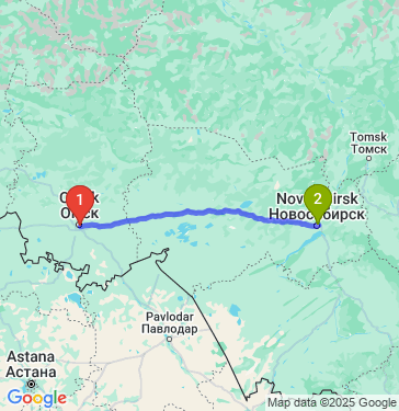 Маршрут из Омска в Новосибирск
