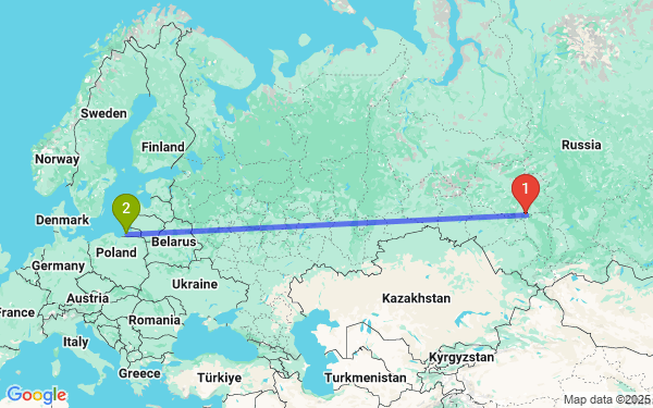 Маршрут из Томска в Калининград