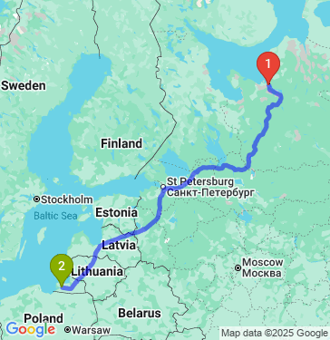 Маршрут из Архангельска в Калининград