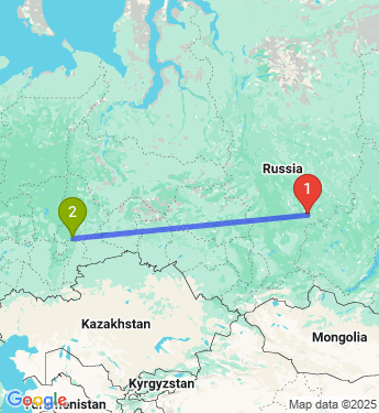 Маршрут из Богучанского района в Полевского