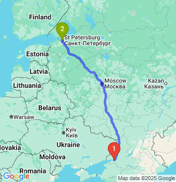 Маршрут из Ростова-на-Дону в Санкт-Петербург