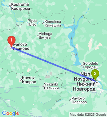 Маршрут из Иванова в Нижний Новгород