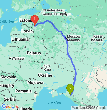 Маршрут из Пскова в Краснодар