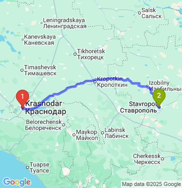Маршрут из Краснодара в Ставрополь