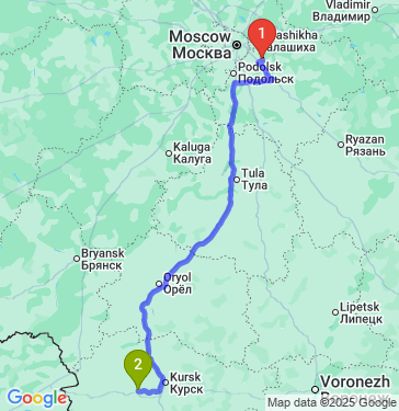 Маршрут из Жуковского в Курчатова