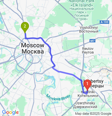 Маршрут из Котельников в Москву