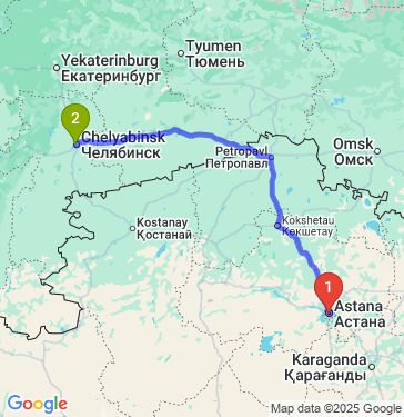 Маршрут из Астаны в Челябинск