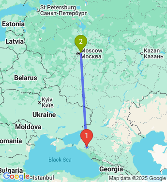 Маршрут из Краснодара в Балашиху