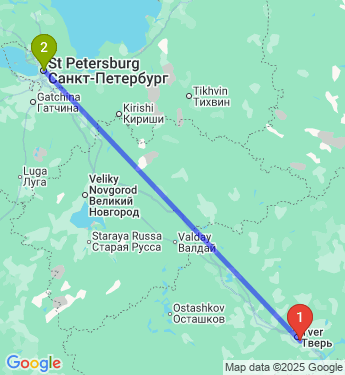 Маршрут из Твери в Санкт-Петербург