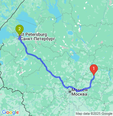 Маршрут из Иванова в Санкт-Петербург