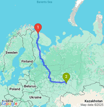 Маршрут из Мурманска в Билярск