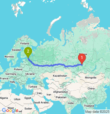 Маршрут из Красноярска в Санкт-Петербург