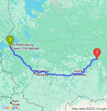 Маршрут из Перми в Санкт-Петербург