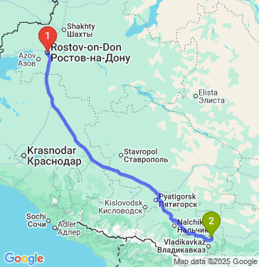 Маршрут из Ростова-на-Дону в Назрань