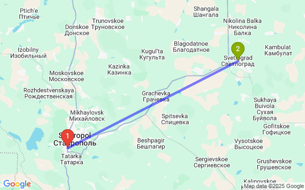 Маршрут из Ставрополя в Светлоград